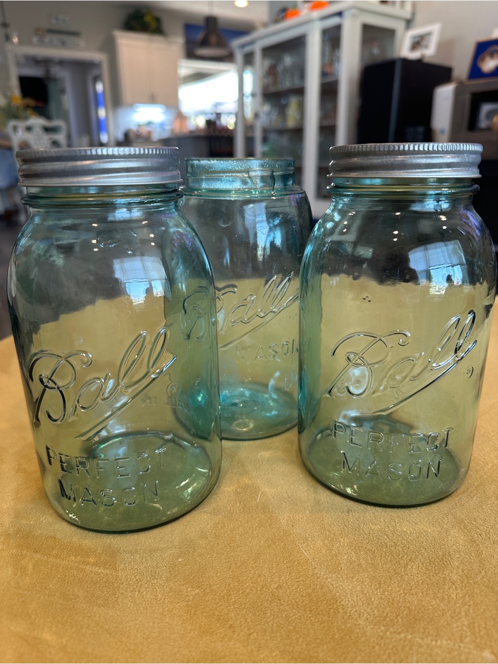 Ball Perfect Mason Glass Storage Jars in Aqua - Set of 3